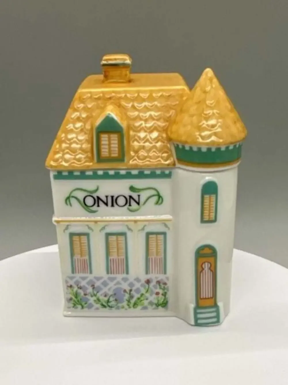 Lenox 1989 Spice Village Onion Porcelain House Jar w/ Lid Original Container Vtg